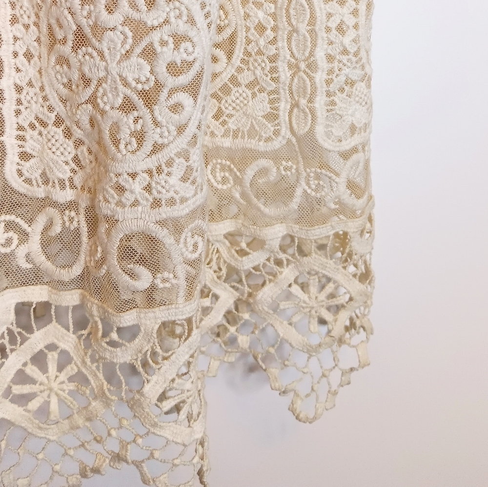 REBA COUNTRY WESTERN NATURAL CREAM CROCHET LACE RHIANNON MIDI DRESS NEW - Picture 8 of 16